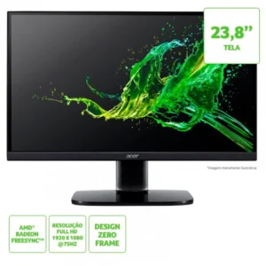 Acer KA242Y Abmiix - LED monitor - 23.8" - 1920 x 1080 Full HD (1080p) @ 75 Hz - IPS - 250 cd/m≤ - 1 ms - 2xHDMI, VGA - black
